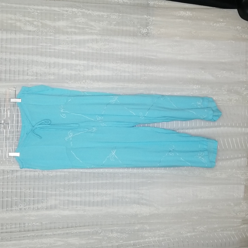 2/$25 Ocean Blue Island Planet Miami Beach Floral Embroidered Culottes SzXL
